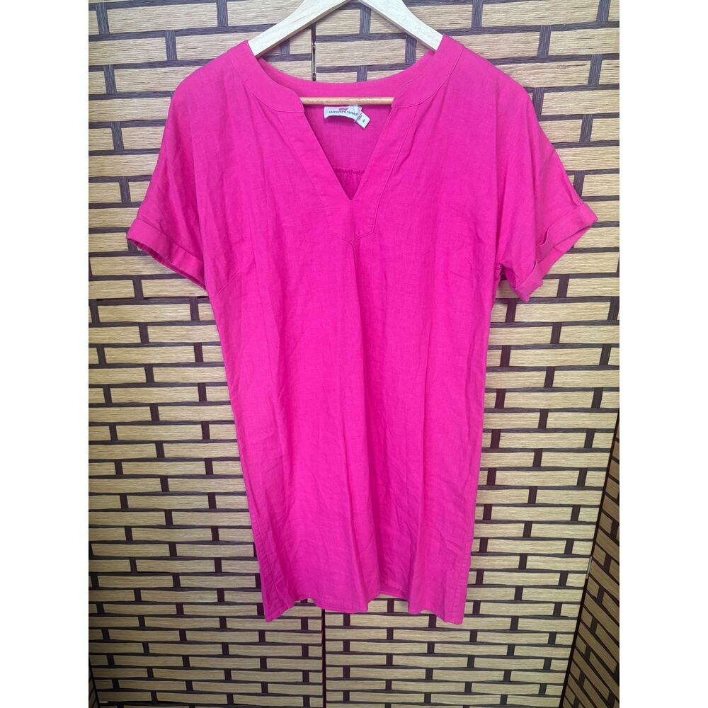 Vineyard Vines Dark Pink‎ Linen Blend Shift Dress Size 6